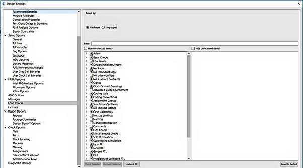 Design Check configuration