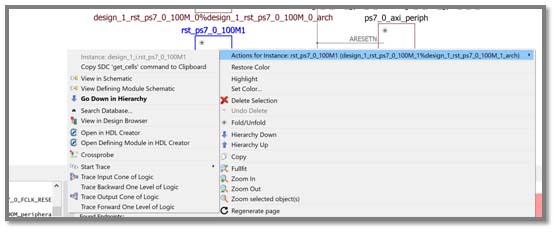 Schematic Actions for a selected element